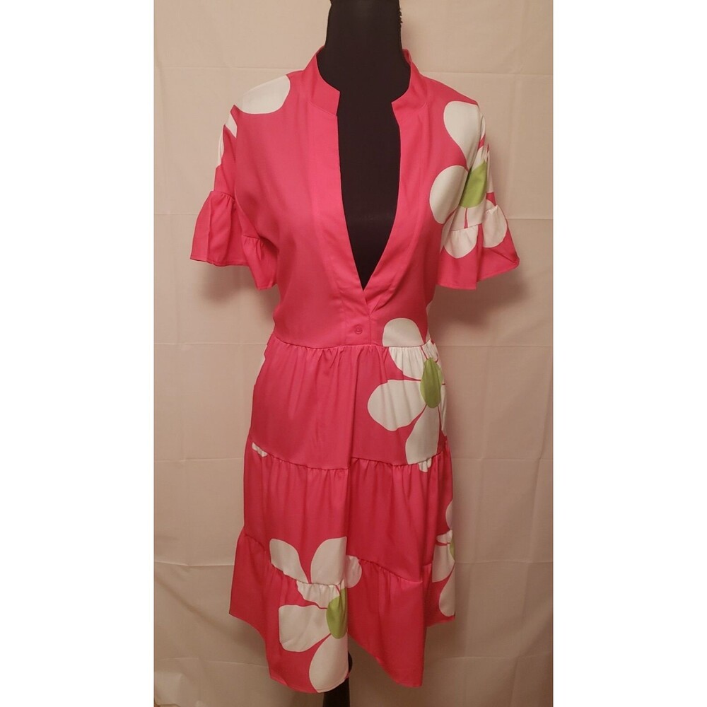 Women’s Fuchsia Pink Floral Tiered Flowy Dress Size 2XL NWOT